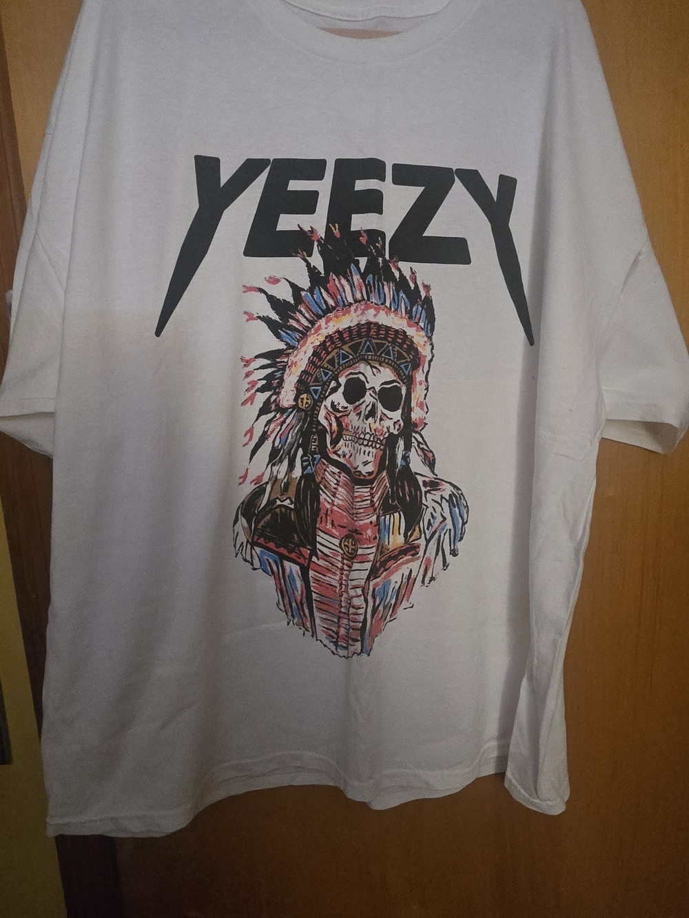 YEEZY White Graphic Skull Headdress T-Shirt